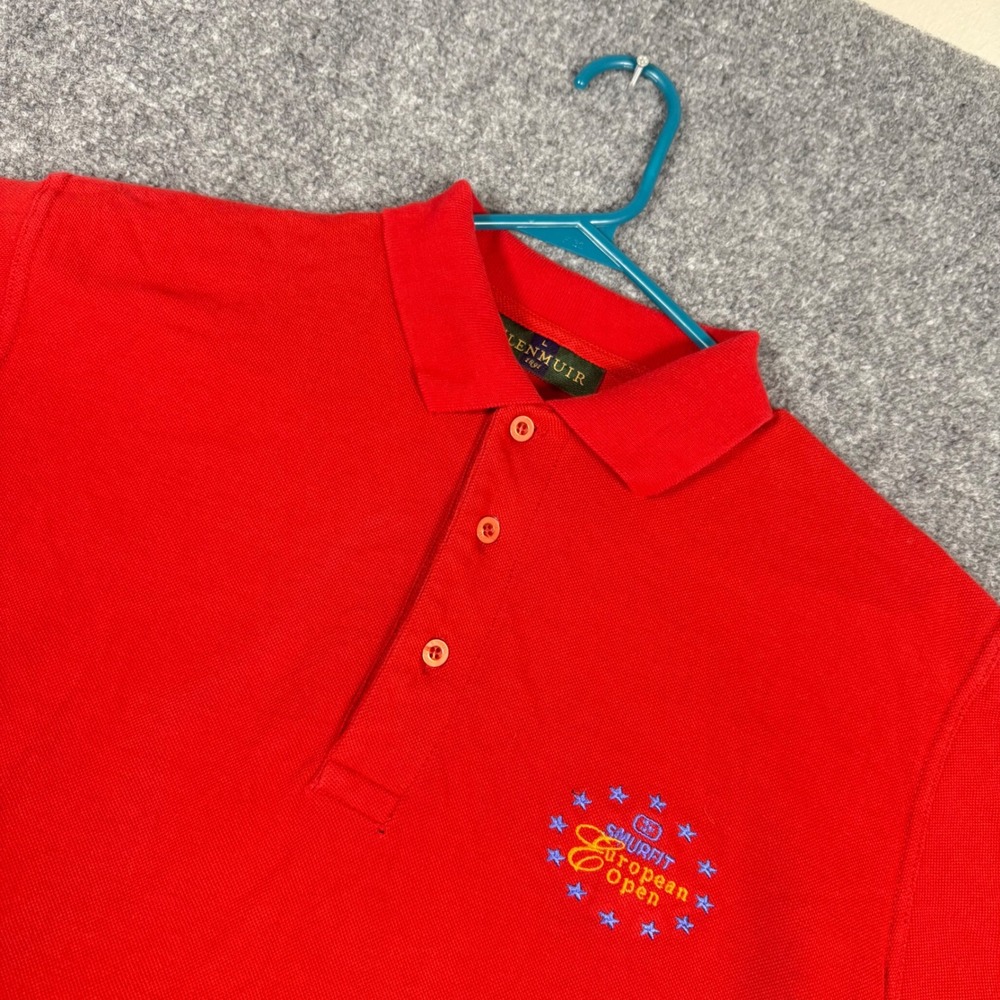 Vintage Glenmuir European Open Polo Shirt Mens Large Red Cotton Pique The K Club